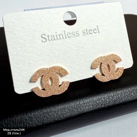 Сережки мед.сталь24К 10501 Застібка «цвяшки» (1см.)